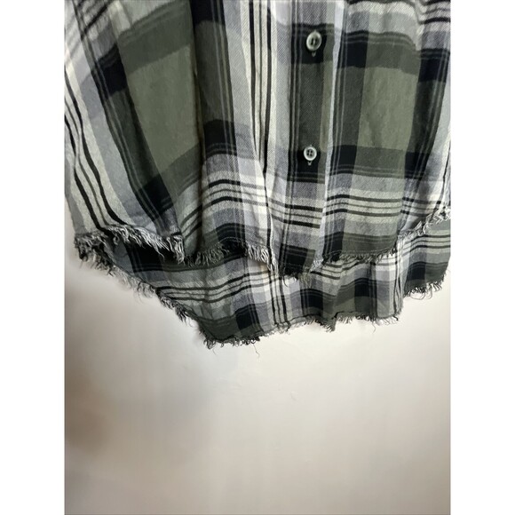 Cloth & Stone Womens Plaid Long Sleeve Raw Hem Collared Button Up Shirt SZ Small - Picture 6 of 10